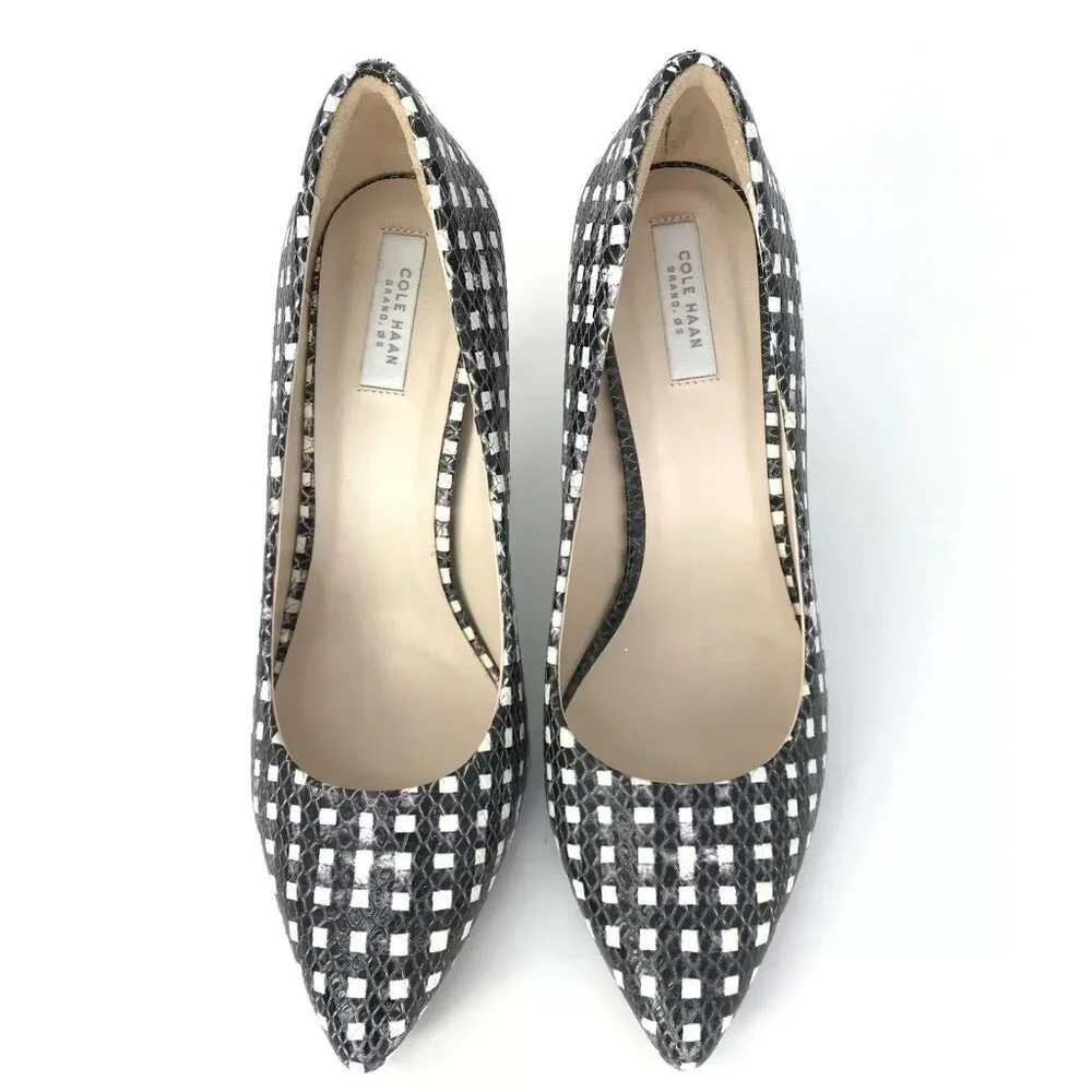 COLE HAAN 8 Eliza Grand Dress Pumps Snakeskin Embossed Leather Twee Corp Core - Picture 2 of 9